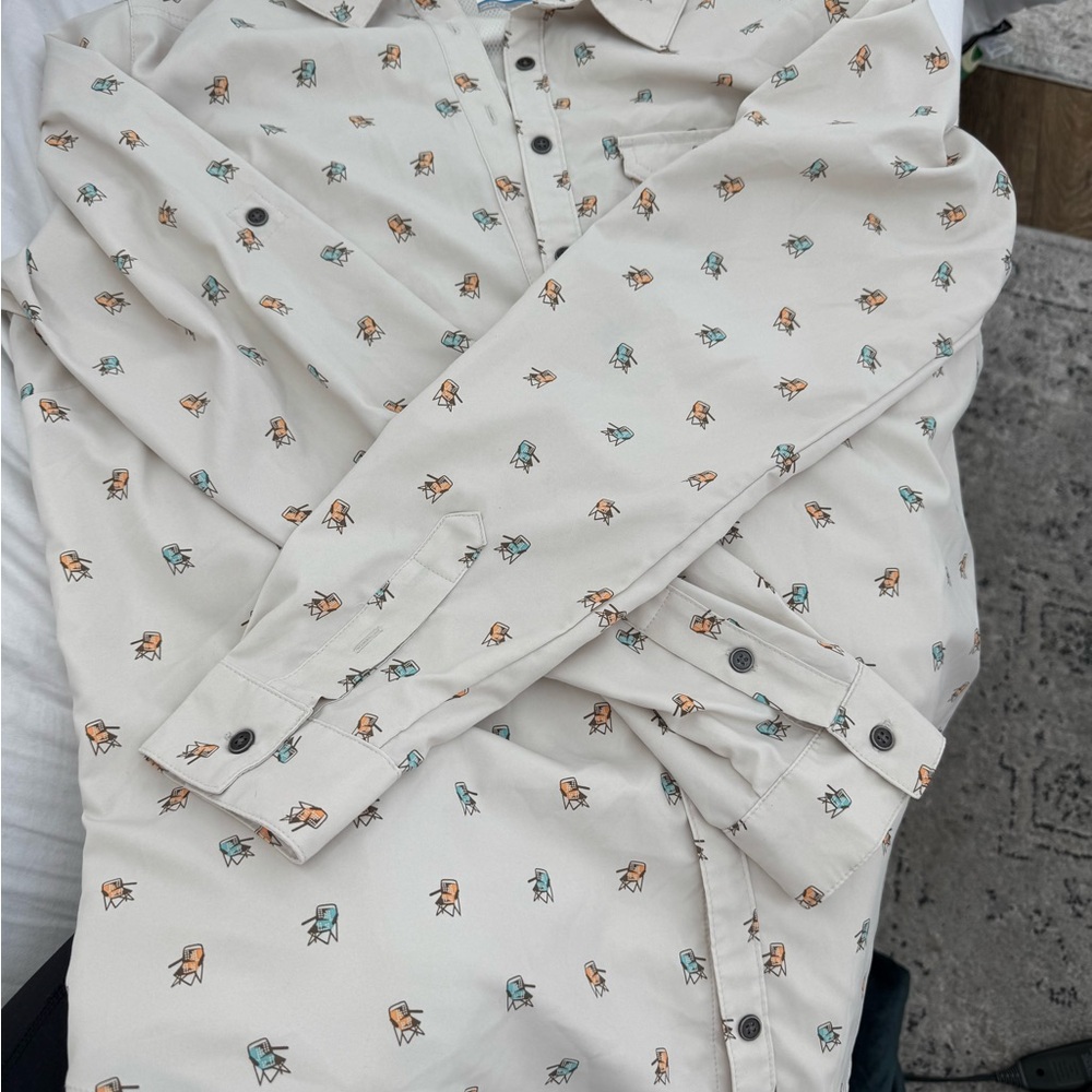 Columbia Cream Shirt with Multicolor Print